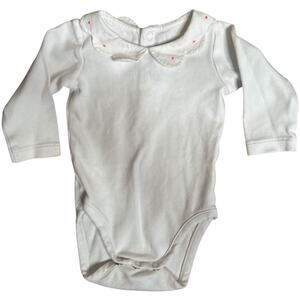 Jacadi Paris Baby Girls Long Sleeve White Bodysuit - 6 Months